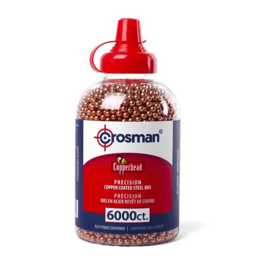 Crosman Copperhead 6000st bbs Stålrundkulor här som storpack, finns även mindre förpackningar om 1500st för luftpistoler samt även till luftgevär. Dessa kulorna har en kopparpläterad yta. Made in the USA…