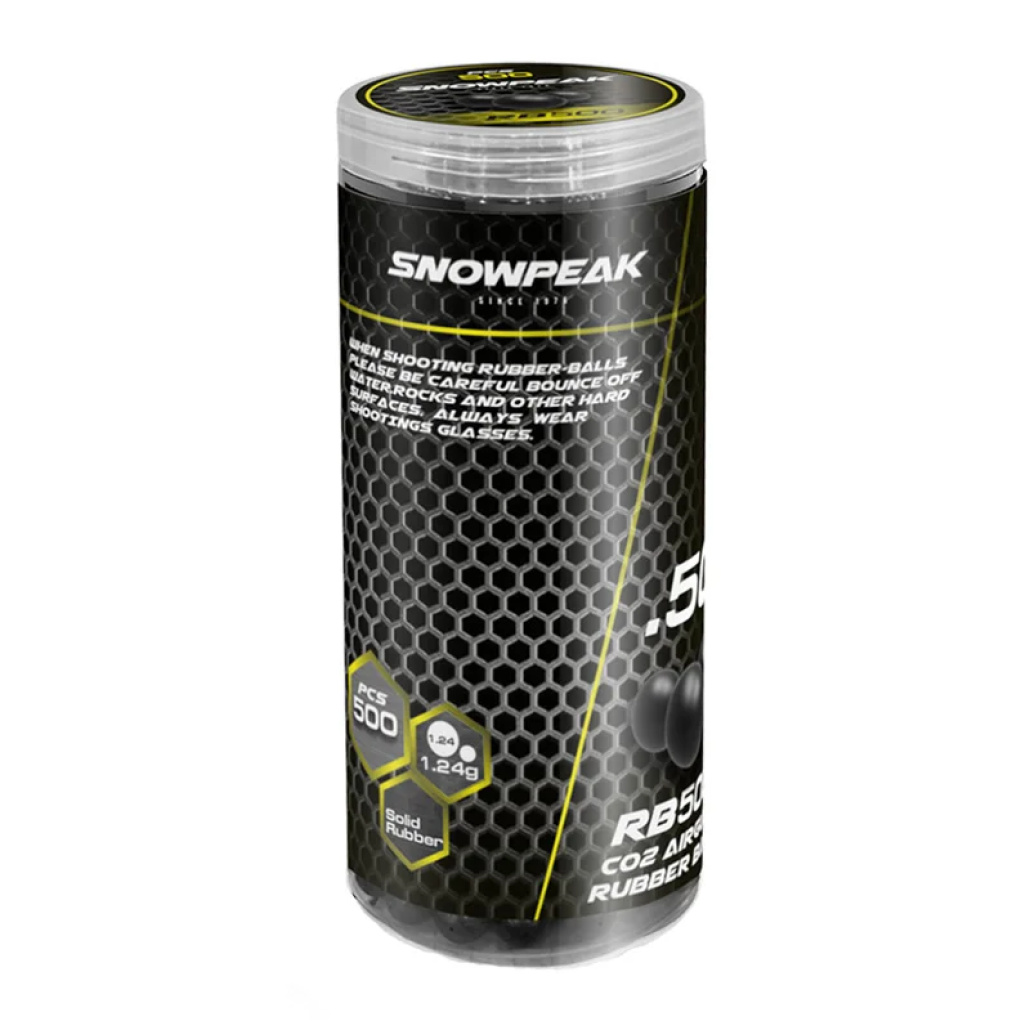 Snowpeak Gummikulor .50 500-Pack Svarta gummikulor av jämn och hög kvalité. Passar alla markörer i kaliber .50. Vikt  1,24 g Snowpeak är en av Kinas mest respekterade tillverkare av luftvapen. 
